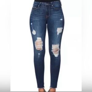 Good American dark wash distressed skinny jeans sz 2/26